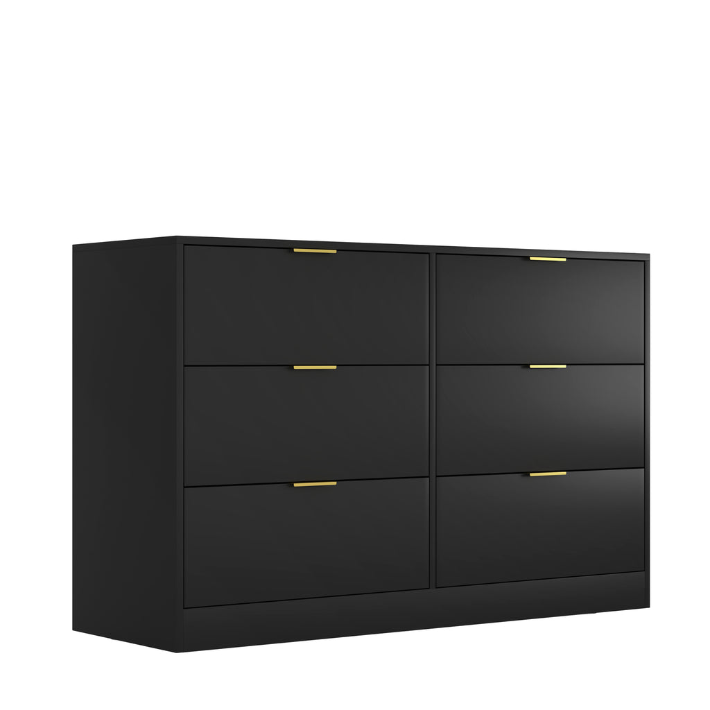 Simply Modern 6-Drawer Dresser, Chest of Drawers for Bedroom, Living Room, Hallway, and Entryway - Large Storage Cabinet Black - Grand Goldman Shop