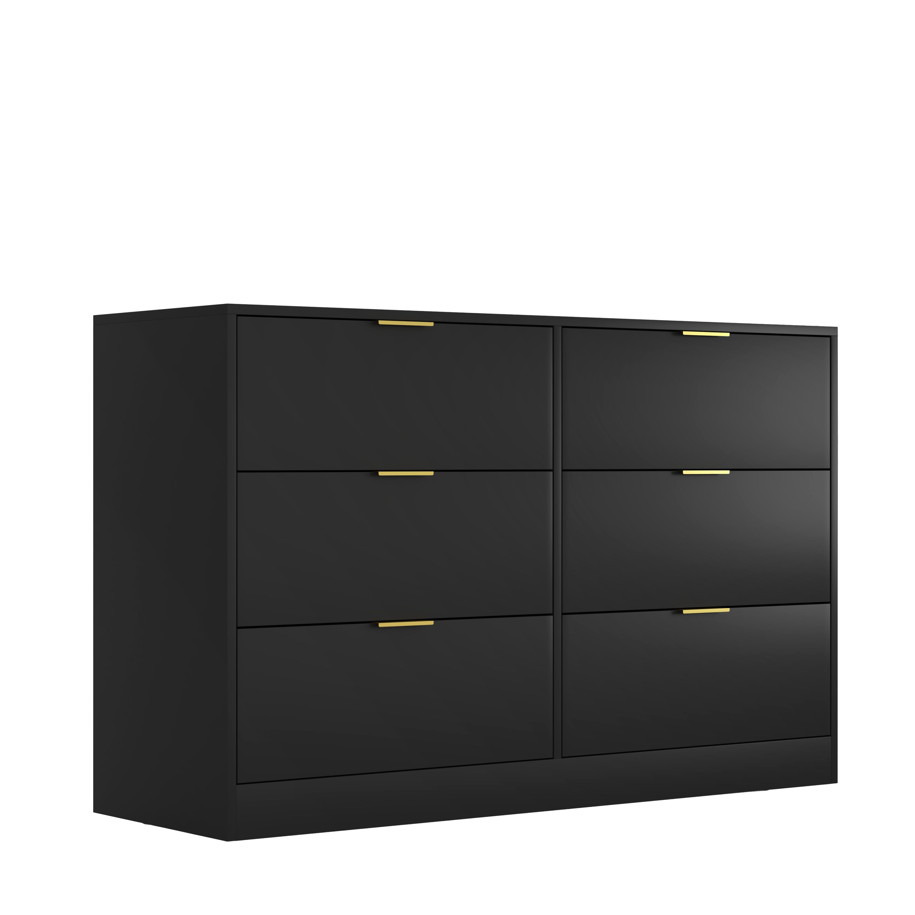 Simply Modern 6-Drawer Dresser, Chest of Drawers for Bedroom, Living Room, Hallway, and Entryway - Large Storage Cabinet Black - Grand Goldman Shop