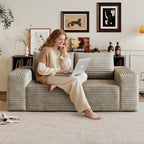63' 2Setaser Sofa,Corduroy Fabric,Deep Seat Couches,Comfy Loveseat Sofa,No Assembly,1pcs for Living room, Bedroom,Conference room ,Apartment,Camel - Grand Goldman Shop