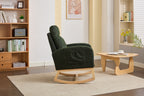 Modern Accent Rocking Chair Rocking Chair with Solid Wood Legs, Upholstered Nursery Glider Rocker, Comfy Armchair with Side Pocket, Living Room Lounge Arm Chair with High Backrest fabric - Grand Goldman Shop