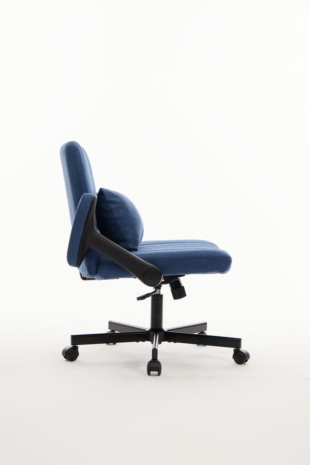 Modern Linen Blue Criss Cross Armrest Office Chair with Foldable Design, Soft Velvet Fabric, 36.6-Inch Height | Premium Home 