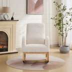27.2'W Rocking Chair for Nursery, Sherpa Glider Chair with High Back and Side Pocket, Rocking Accent Armchair with Rubber Wood Legs for Living Room/Bedroom.Ivory - Grand Goldman Shop