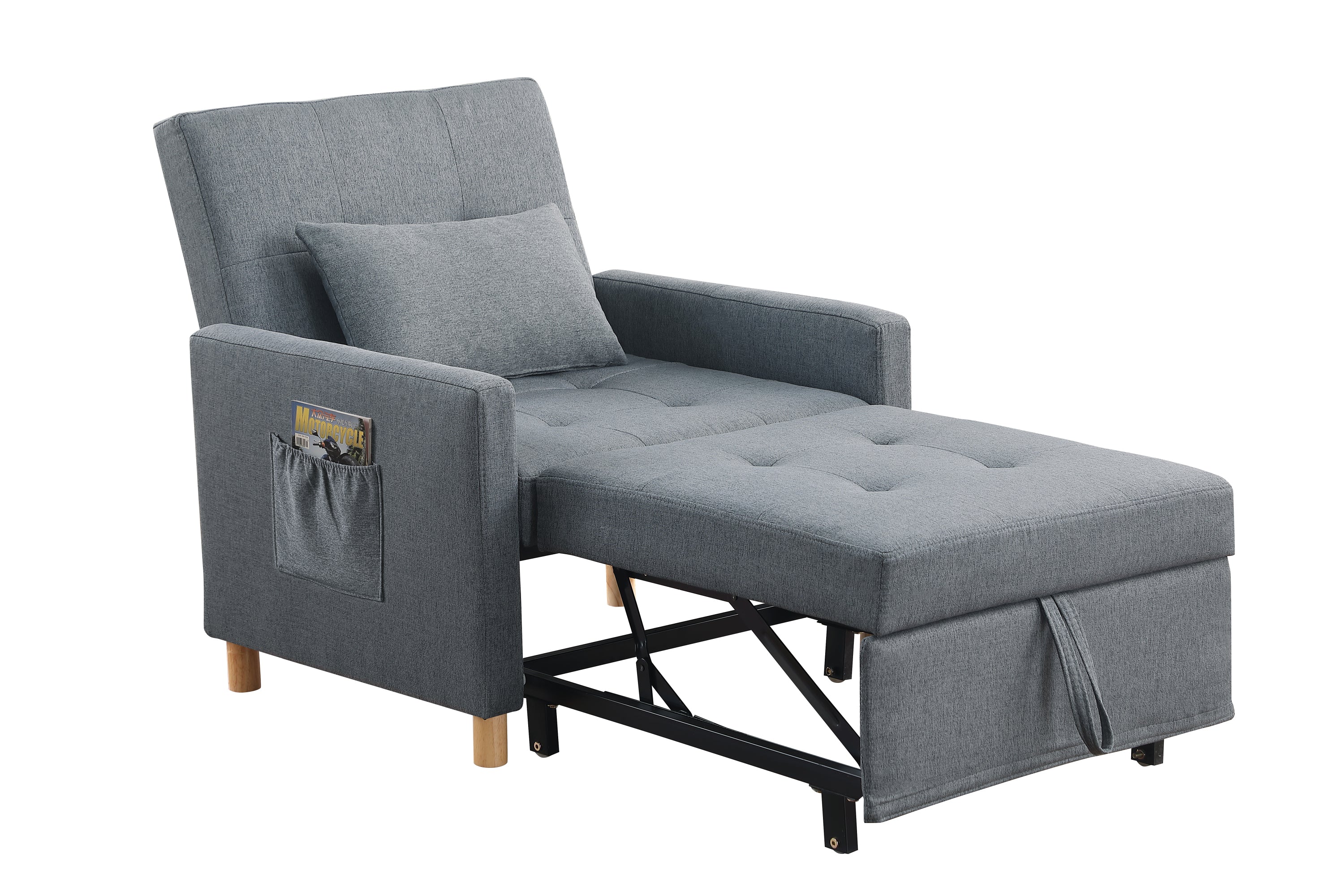 Convertible Sleeper Sofa Chair Bed, Adjustable Chair with Pillow, Multi-Functional Sleeper Chair with Soft Fabric for Living Room, Dorm, Apartment, Bedroom or Office - Grand Goldman Shop