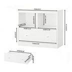 White Wooden Kids Toy Storage Organizer with Large Drawer and Low Bookshelf for Nursery & Playroom, Engineered Wood Cabinet f