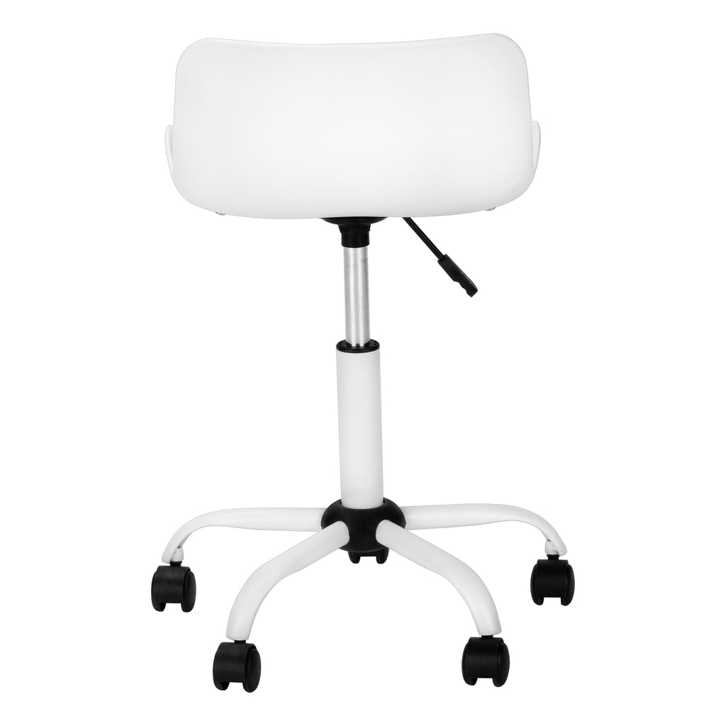 Office Chair, Adjustable Height, Swivel, Ergonomic, Computer Desk, Work, Juvenile, White Leather Look, White Metal, Contempor