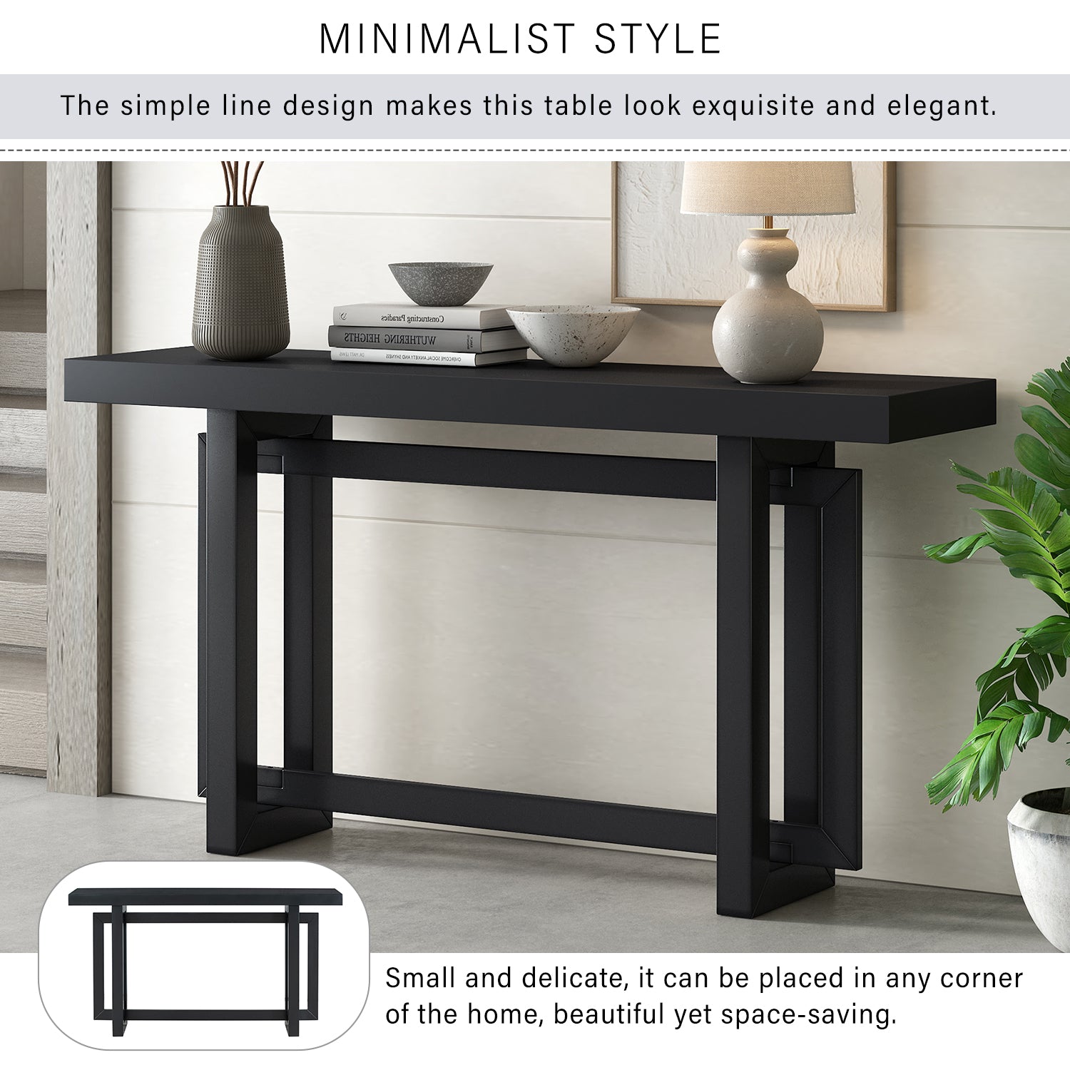 U_STYLE 59.1'' Painted Entryway Table with Pine Veneer,Unique Triple Rectangle Design Console Table with Thick Pine Wood Legs,Extra Long Sofa Table Versatile for Hallway, Living Room,Kitchen - Grand Goldman Shop