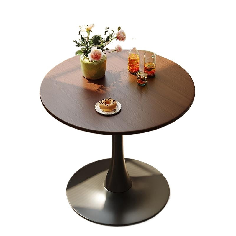 Walnut Round Table, Modern Dining Table, Dining Table, MDF Top and Steel Base Tulip Round Kitchen Table, Kitchen Table, Mid Century Coffee Table for Living Room 24 Inch, Oval Dining Table - Grand Goldman Shop