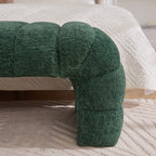 Modern Upholstered Armless Bed Bench with Channel Tufting in Green Chenille, 69.7' Wide - Grand Goldman Shop