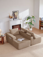 96.9'Cloud Sectional Couch with L-Shape Chaise,Modern Modular Sofa with Deep Seat,,Upholstered Couches for Living Room Bedroom,No Assembly Required,(Plush Corduroy Fabric),Camel - Grand Goldman Shop