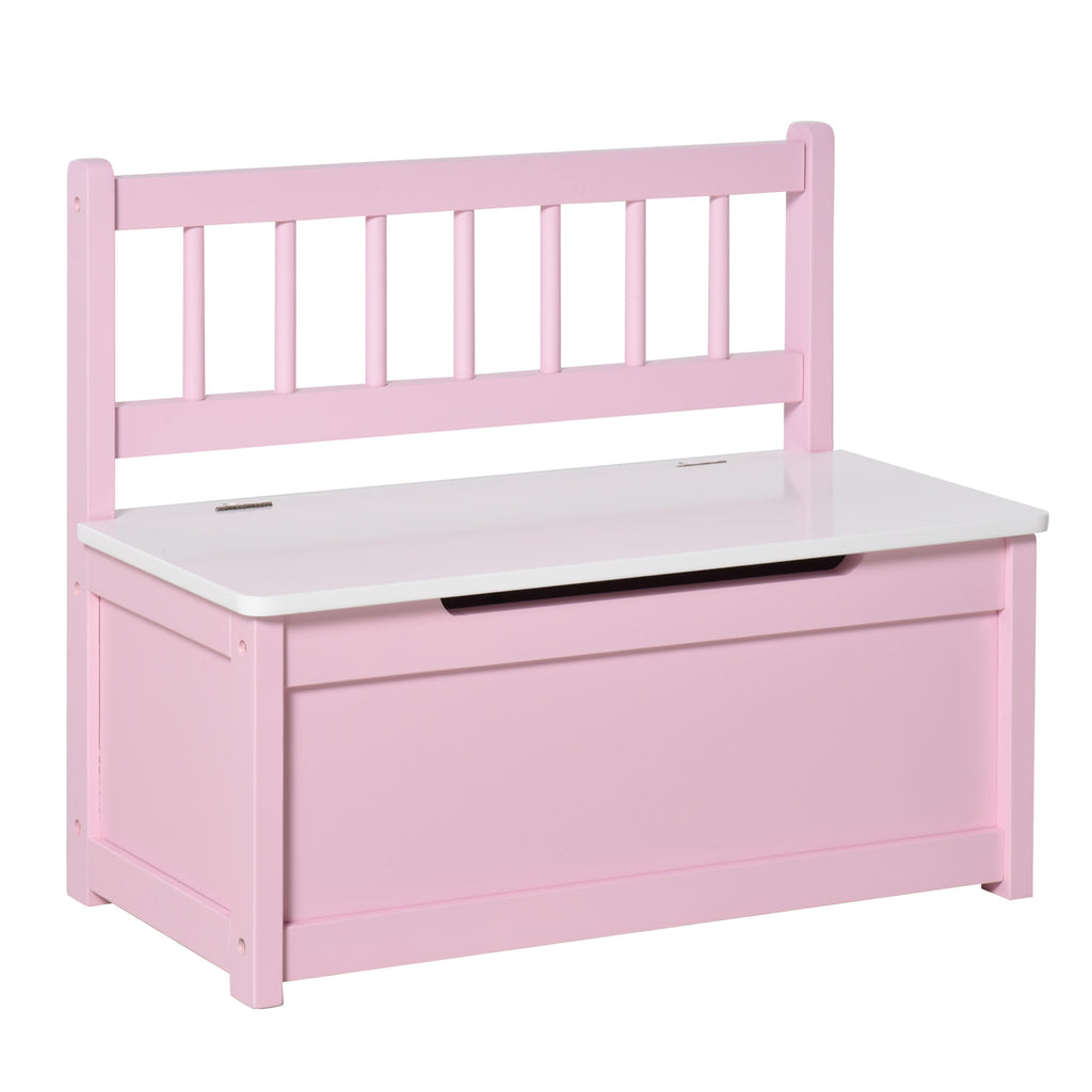 Qaba Toddler Toy Box Storage Bench with Large 27 L Interior, Kids Storage Bench Seat with Storage for Toddler Playroom Furnit