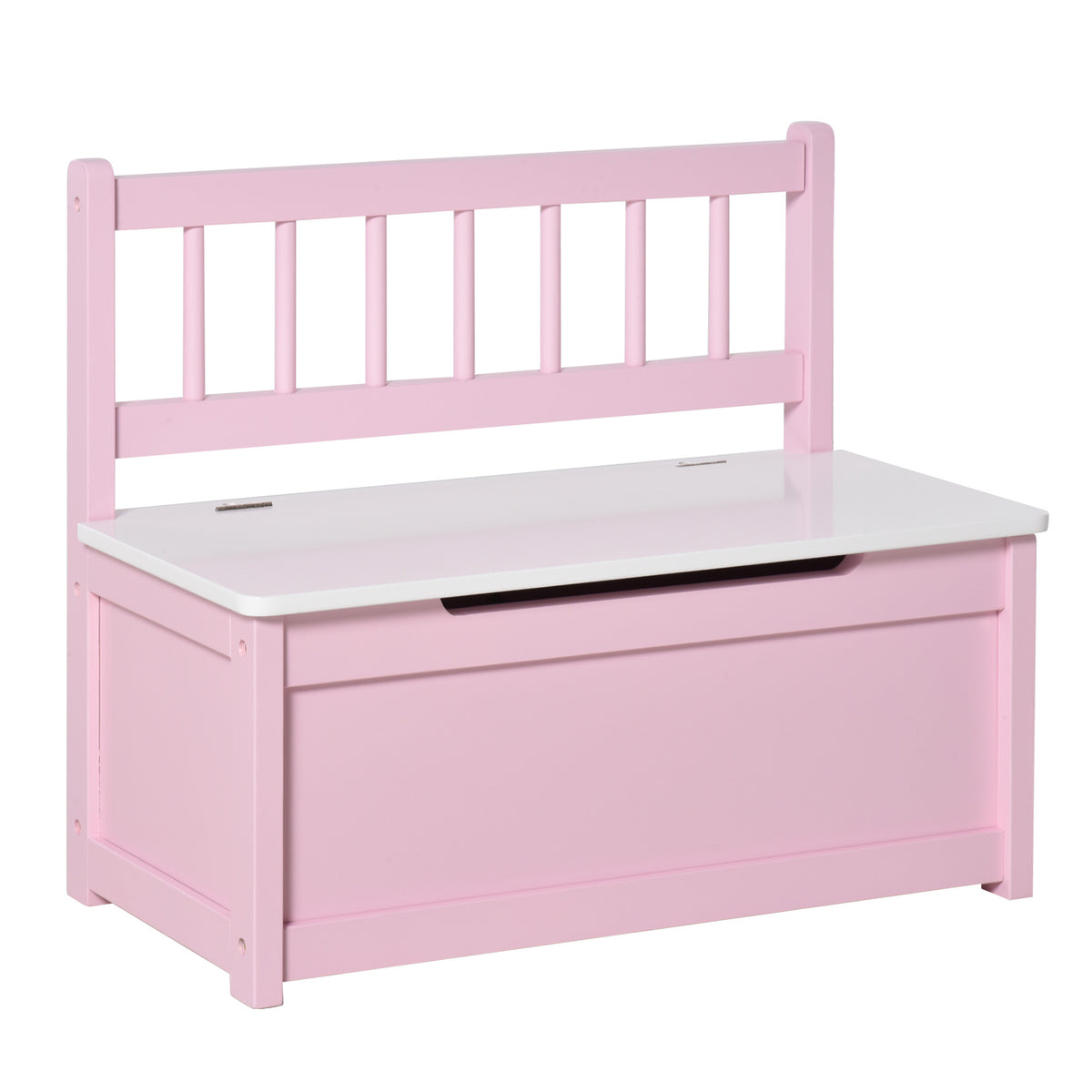 Qaba Toddler Toy Box Storage Bench with Large 27 L Interior, Kids Storage Bench Seat with Storage for Toddler Playroom Furnit
