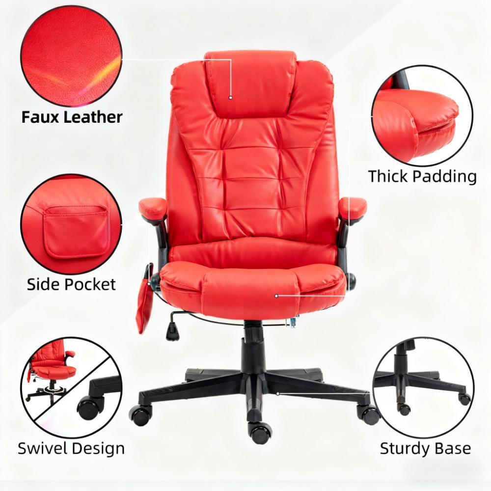 Heated Reclining Computer Chair with 6 Vibration Points,Massage Office Chair,Armrest and Remote - Grand Goldman