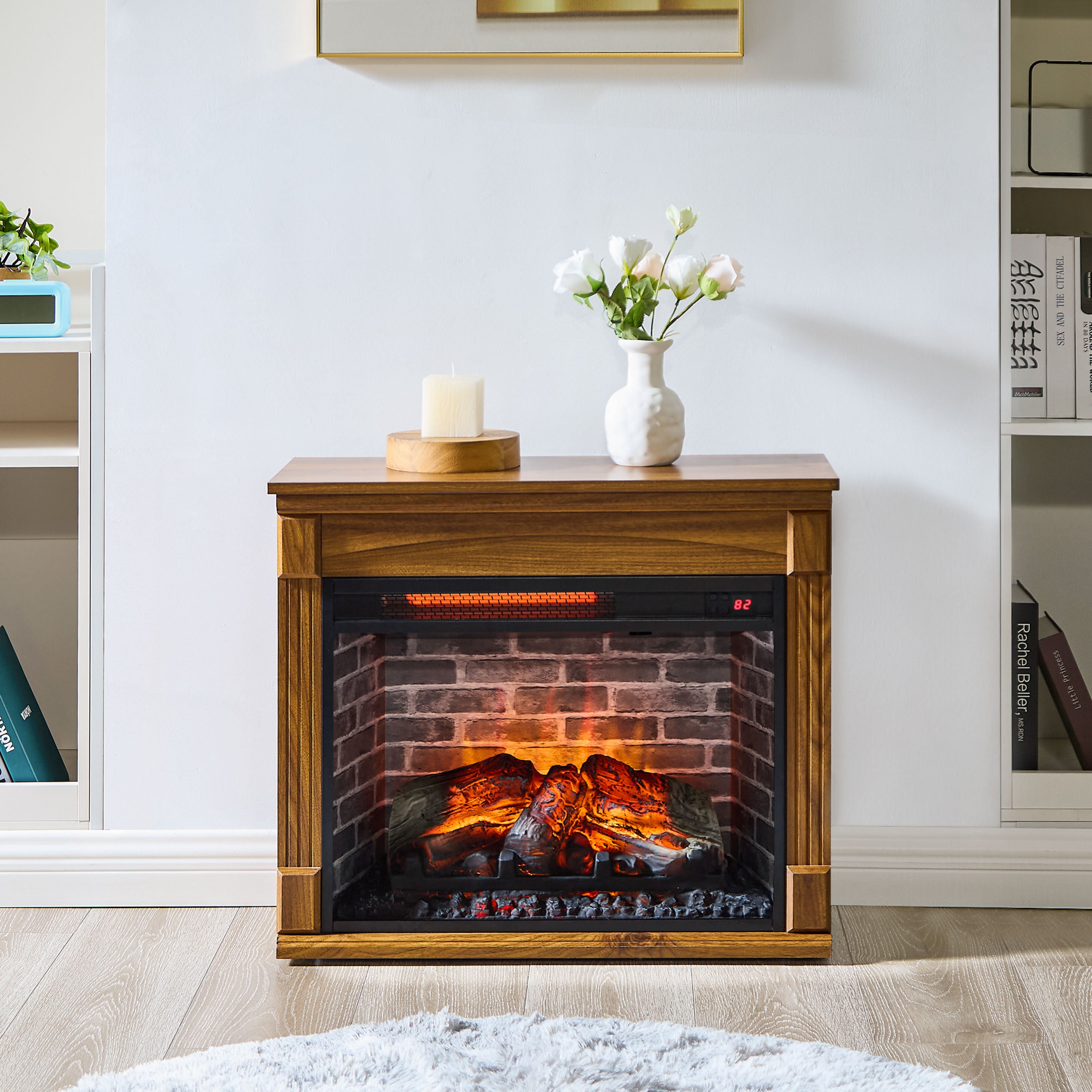 28 inch TV media entertainment center With electric fireplace - Grand Goldman Shop