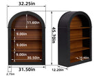 Bookcase, 4-Shelf Tall Bookshelf, 45.66' Wood Open Display Floor Arched Bookcase, Large Storage Organizer for Library, Bedroom, and Living Room (Black) - Grand Goldman Shop