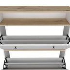 Shoe Rack Dublin, One Open Shelf, Two Extendable Cabinets, Light Oak / White Finish - Grand Goldman Shop