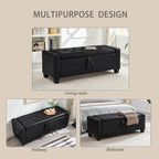 48' Ottoman Bench with Storage, Bench for Bedroom,Living Room,Hallway, Upholstered Tufted Faux Leather PU Ottoman Black - Grand Goldman Shop