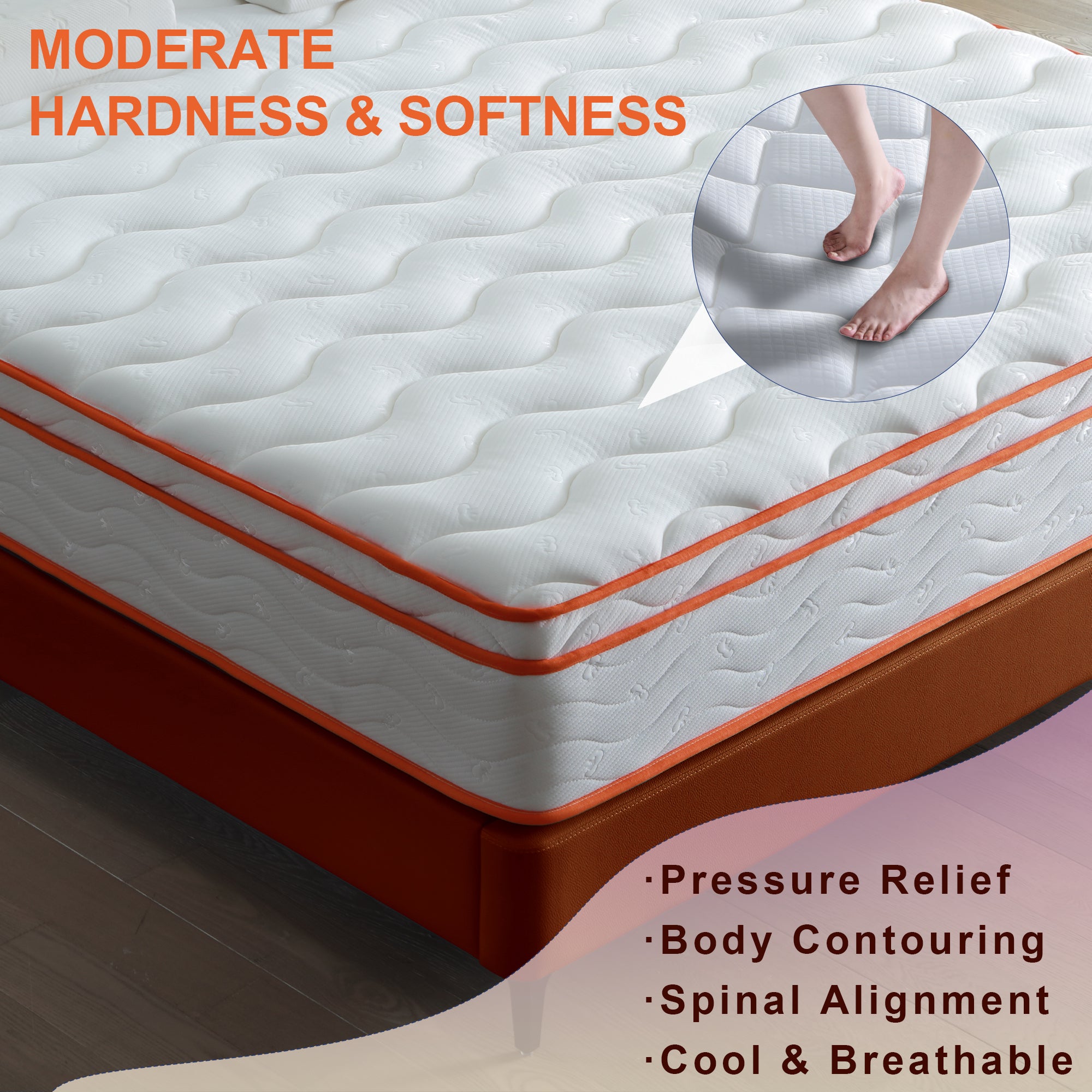 10 inch Hybrid Mattress in a Box,Individual Pocket coil, Medium Firm, Memory Foam Mattress with CertiPUR-US Certified Foam - Grand Goldman Shop
