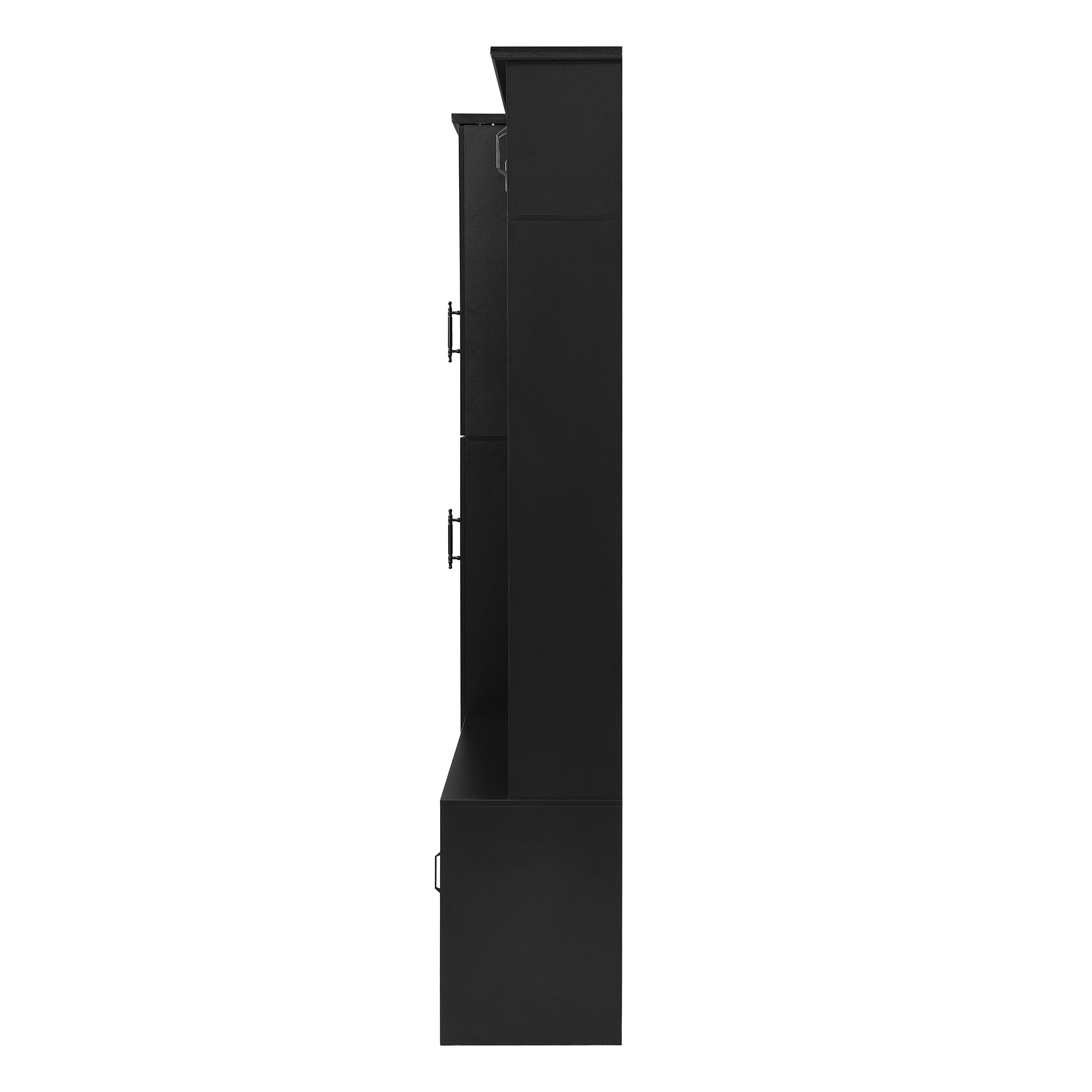 VIBE HAUS 79'' Tall Modern Hall Tree with Shoe Storage, 4-in-1 Entryway Bench with 6 Cabinets, 4 Coat Hooks & Adjustable Shelf for Hallway, living room, Black - Grand Goldman Shop