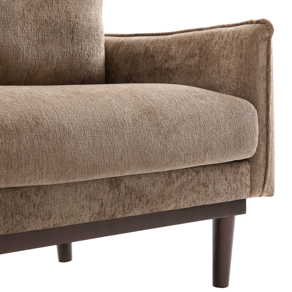 Modern Style Loveseat Sofa 75.75' with Spacious Seating, Brown Chenille Upholstery, Rubber Wood Legs, 2-Seater Couch - Grand Goldman Shop