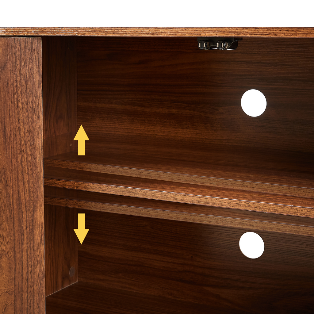 Sideboard Storage Cabinet TV Stand with wave pattern Buffet Cabinet Wooden Vertical Striped Cabinet for Kitchen/Bedroom/Entryway. Walnut, 64''W x 15''D x 24''H. - Grand Goldman Shop