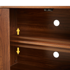 Sideboard Storage Cabinet TV Stand with wave pattern Buffet Cabinet Wooden Vertical Striped Cabinet for Kitchen/Bedroom/Entryway. Walnut, 64''W x 15''D x 24''H. - Grand Goldman Shop