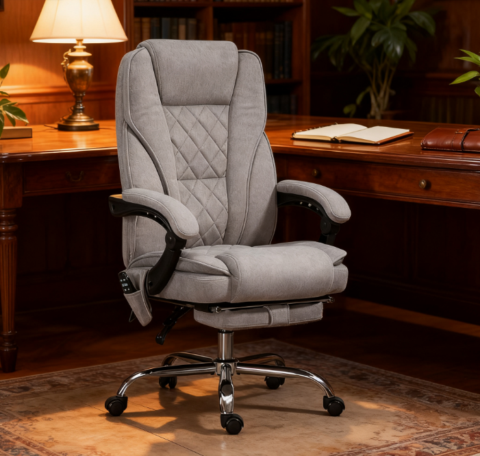 Heated Reclining Chair,Massage Office Chair with Adjustable Height,Footrest - Grand Goldman