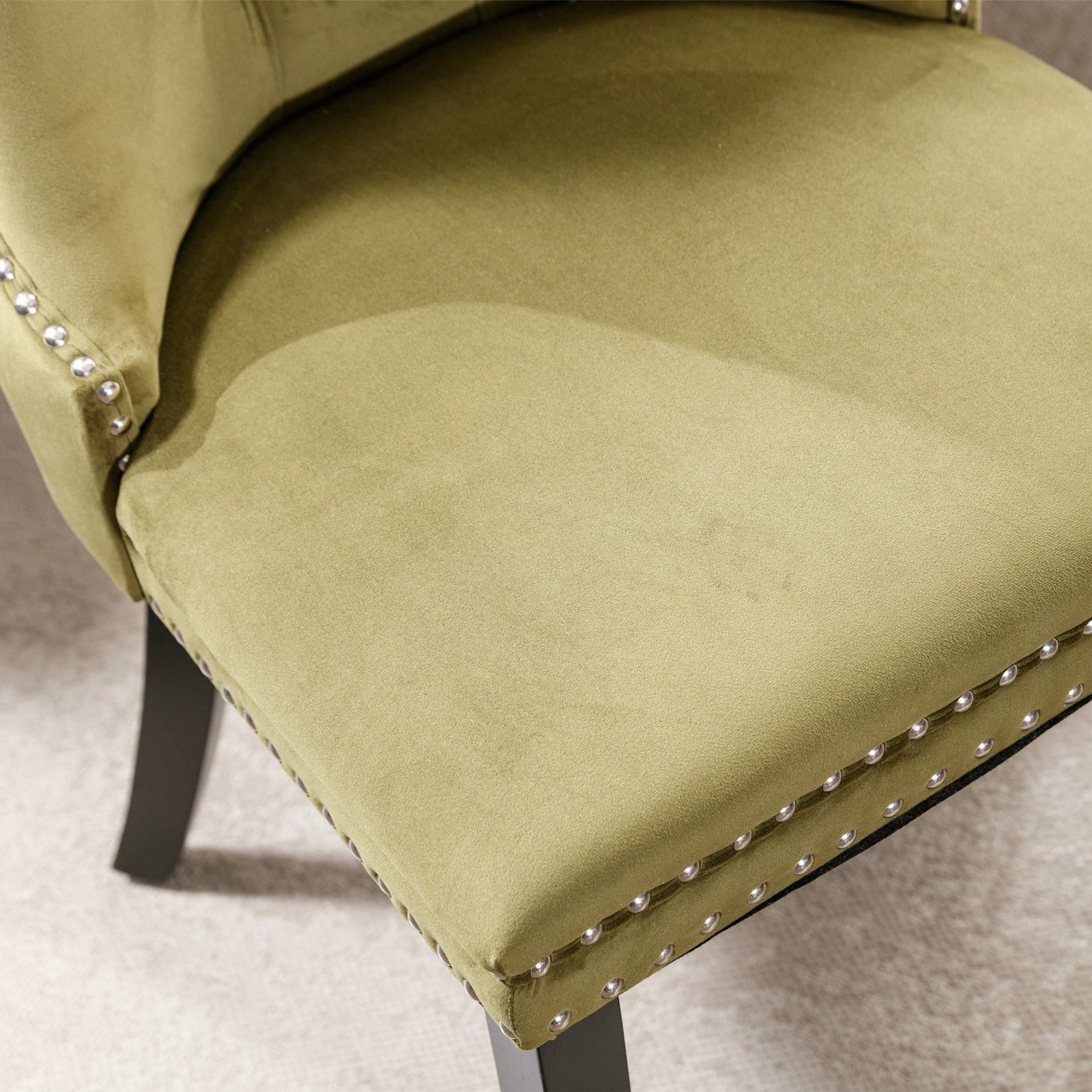 Nikki Collection Modern, High-end Tufted Solid Wood Contemporary Velvet Upholstered Dining Chair with Wood Legs Nailhead Trim 2-Pcs Set,Olive-Green,SW2001OL - Grand Goldman Shop