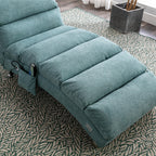 Ergonomic Electric Massage Chaise Lounge with Remote Control, Teal Linen Upholstery, 5 Modes for Relaxation - Grand Goldman Shop