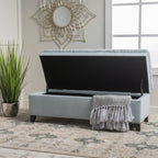 Juliana Storage Ottoman with Fabric Upholstery in Light Blue, Birch Legs, 50 x 20.5 x 18.3 Inches - Grand Goldman Shop