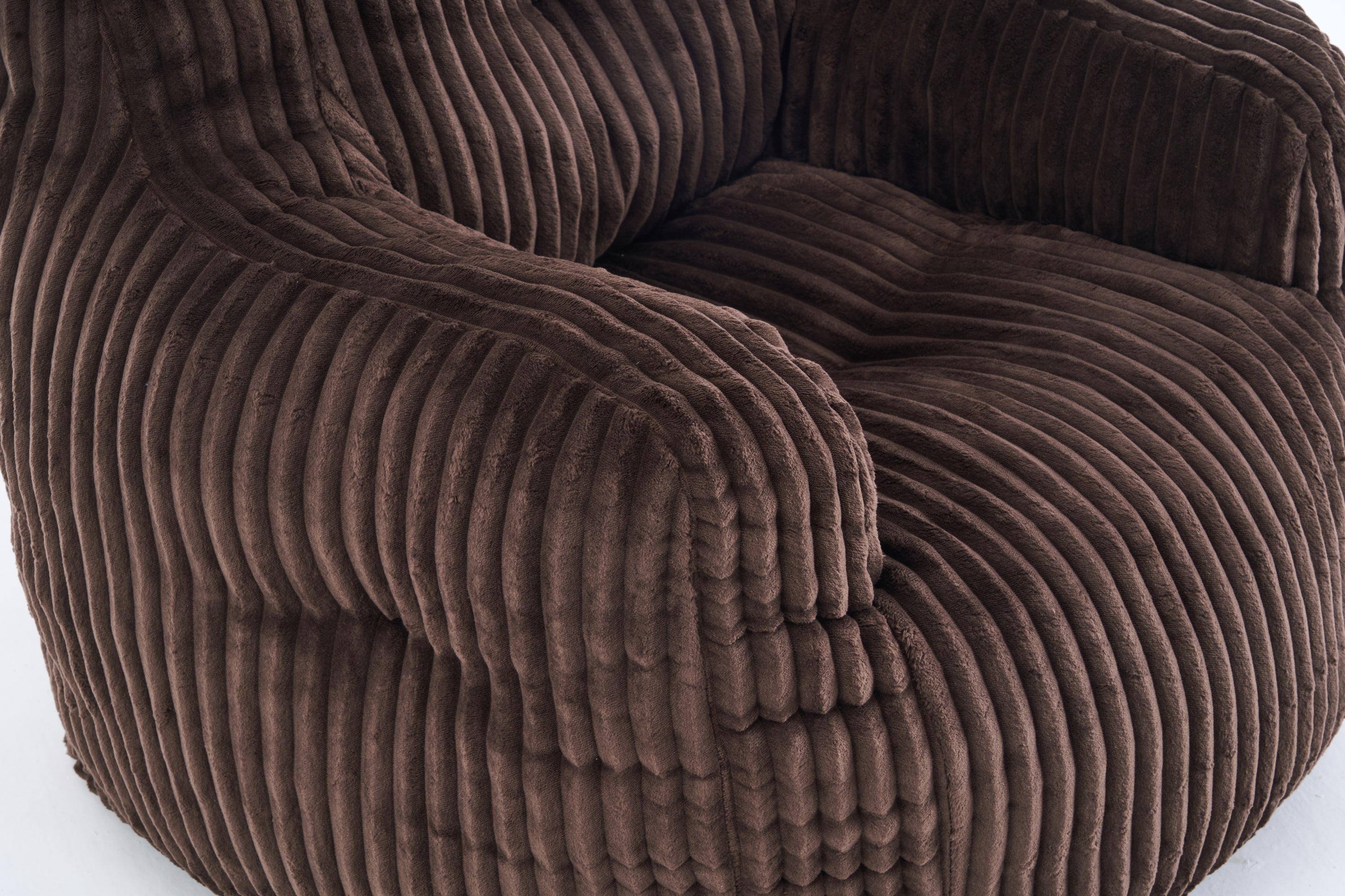 010-Soft Fluffy Corduroy Fabric Bean Bag Chair Filled With Memory Sponge,Brown - Grand Goldman Shop