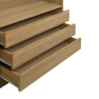 Doorless Wooden Storage Wardrobe for Dedroom with Shelves and 3 Drawers,Nature - Grand Goldman Shop