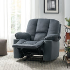 Fervor Luxurious Manual Recliner Chair with Skin-Friendly Fabric and Dual Cup Holders, Silver - Grand Goldman Shop