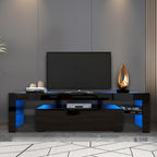 Modern Black TV Stand, 20 Colors LED TV Stand w/Remote Control Lights - Grand Goldman Shop