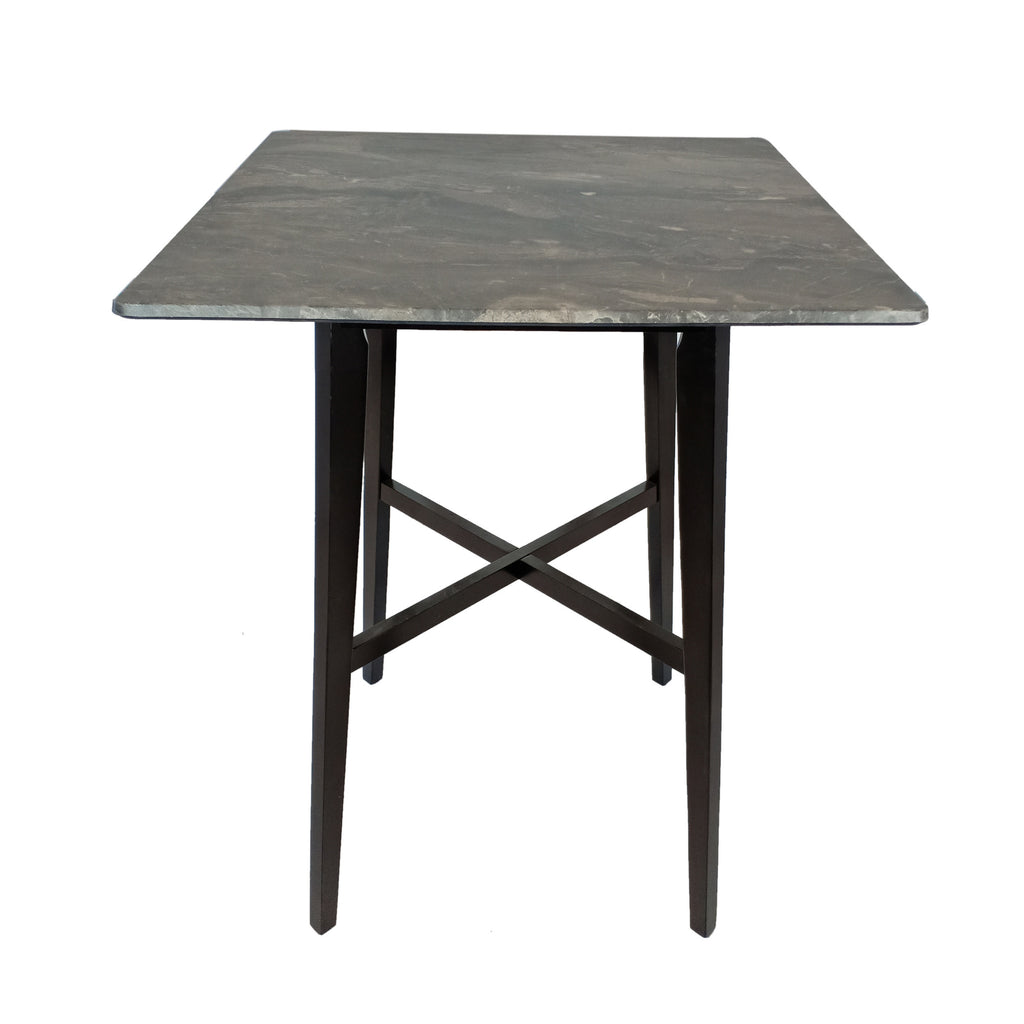 Modern Bar Height 42' Dining Table, Rubberwood Legs and Laminate Table Top, Paladina Marble Finish, Black - Grand Goldman Shop