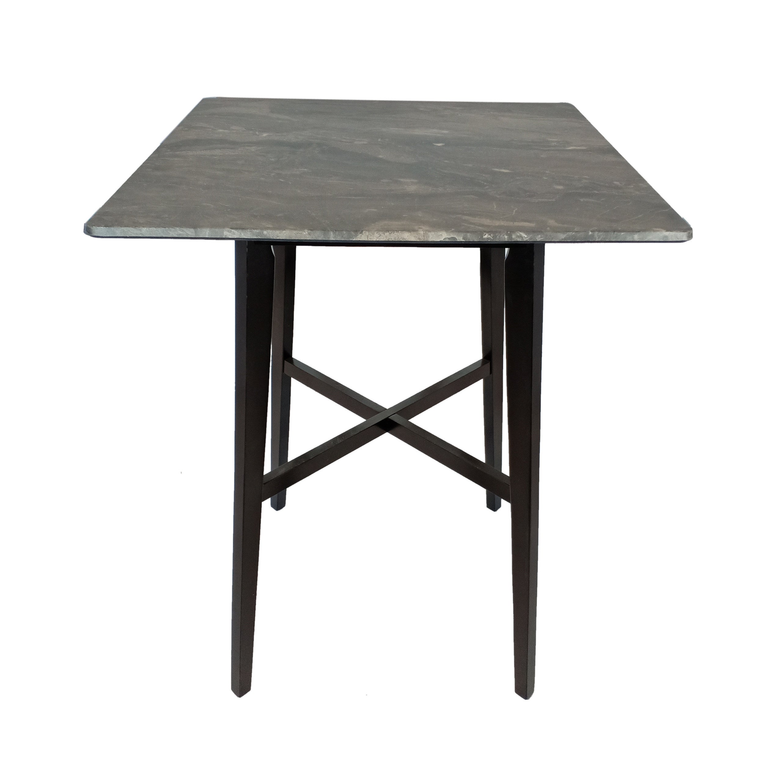 Modern Bar Height 42' Dining Table, Rubberwood Legs and Laminate Table Top, Paladina Marble Finish, Black - Grand Goldman Shop
