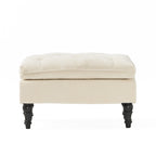 LOFTON Pillow Top Ottoman with Button Tufting in Cream Fabric, 28 Inch - Grand Goldman Shop