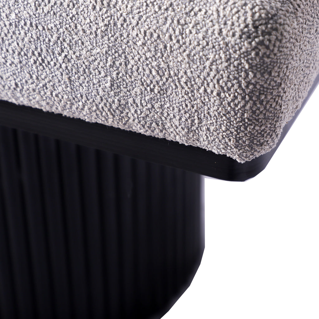 Upholstered Bench with Black Chunky Legs Light Grey Boucle Fabric Contemporary Style Bed-end Bench for Bedroom Living Room - Grand Goldman Shop
