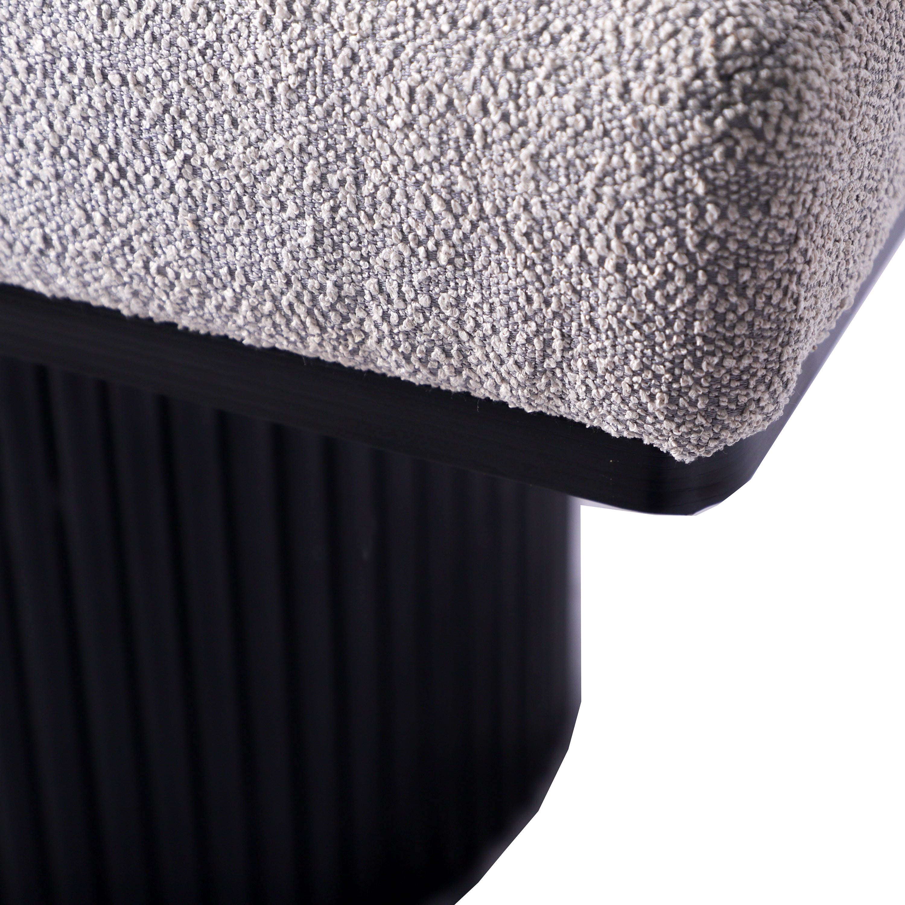 Upholstered Bench with Black Chunky Legs Light Grey Boucle Fabric Contemporary Style Bed-end Bench for Bedroom Living Room - Grand Goldman Shop