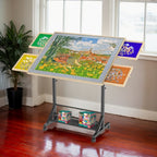 Wooden 1500 Pieces Puzzle Table with Drawer, 35'*27.17' Adjustable Puzzle Table, 360° Tilting Puzzle Table with Legs and Whee