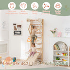 6-in-1 Swedish Ladder Wall Gym, Indoor Kids Playground with Swing, Rope Ladder, Pull-Up Bar, Slide, Gymnastic Rings, Wooden W