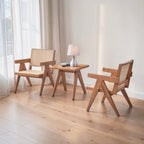 3-Piece Solid Wood Accent Chair Set and Matching End Table for Living Room or Balcony - Grand Goldman Shop