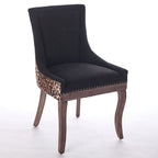 A&A Furniture,Ultra Side Dining Chair, Thickened fabric chairs with neutrally toned solid wood legs, Bronze nail head, Set of 2,Leopard Print - Grand Goldman Shop