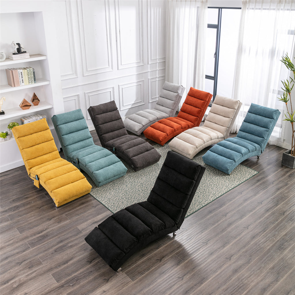 Linen Massage Chaise Lounge Indoor with Remote Control, Ergonomic Electric Massage Lounger in Beige - Grand Goldman Shop