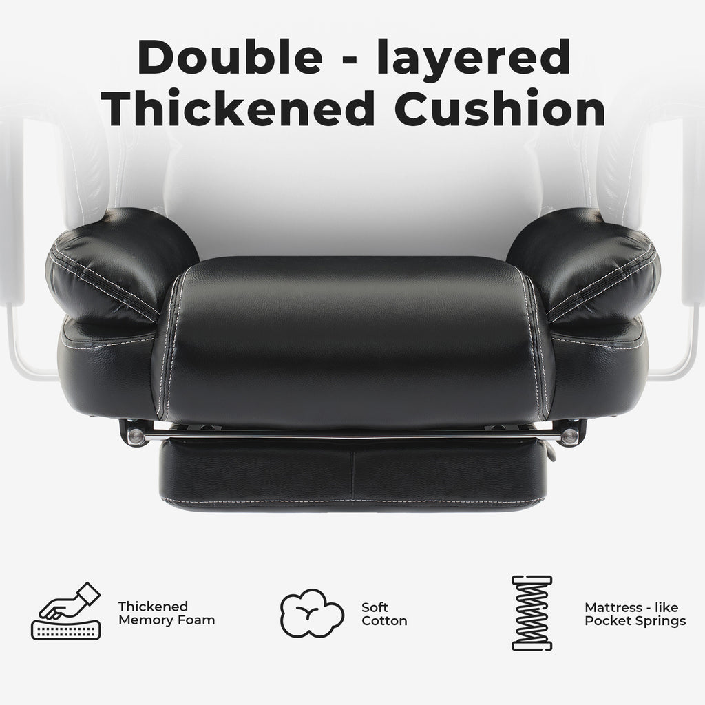 Office Chair Ergonomic 200 kg PU Leather Computer Chair with Lumbar Support and High Backrest, Ergonomic Desk Chair with Lift