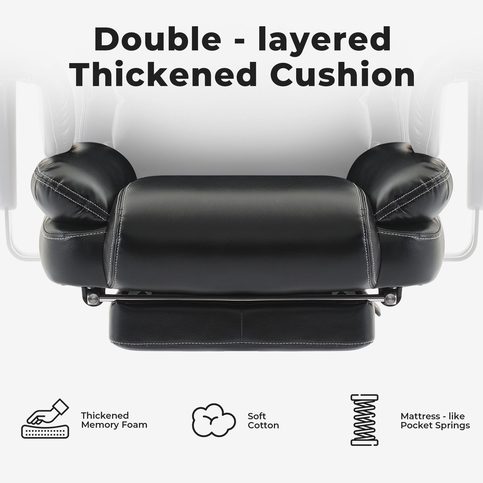 Office Chair Ergonomic 200 kg PU Leather Computer Chair with Lumbar Support and High Backrest, Ergonomic Desk Chair with Lift