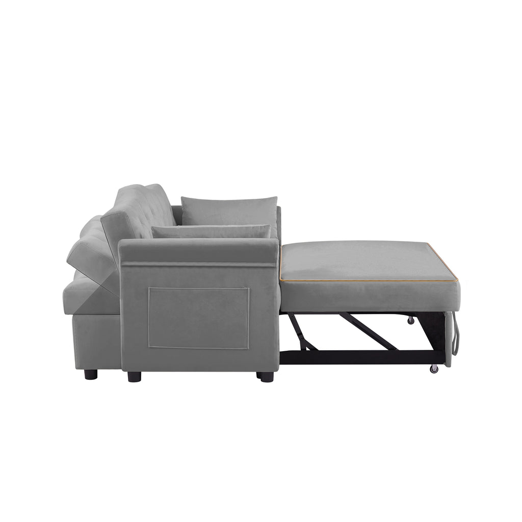 Grey Velvet Sleeper Sofa Bed - Grand Goldman Shop