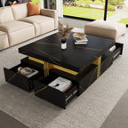 Modern Black Square Storage Coffee Table With 4 Drawers - Grand Goldman Shop