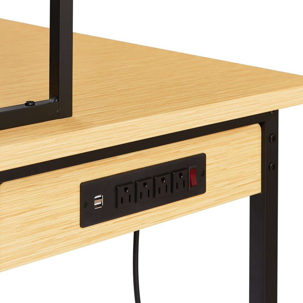 71''Adjustable Workbench with pegboard, Heavy Duty Wooden Desktop Workbench with Wheels, 1600 lb. Load Capacity, Rolling Work