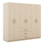 6-Doors Wooden Wardrobe Storage for Bedroom, with Big Drawers, Natural - Grand Goldman Shop