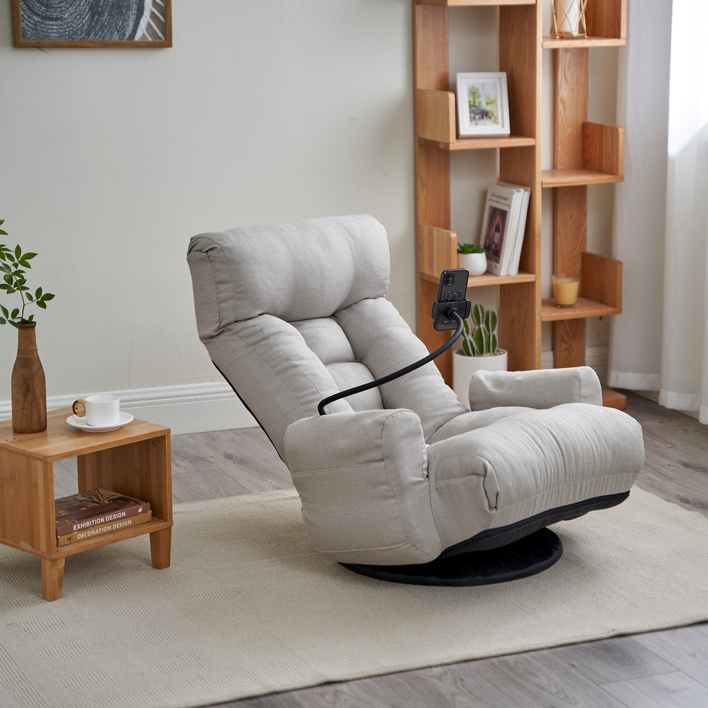 Adjustable Greay Swivel Lounge Chair with 360-Degree Rotating Seat and Headrest Support, Leisure Chair Deck Chair - Game Chair for Living Room - Grand Goldman Shop